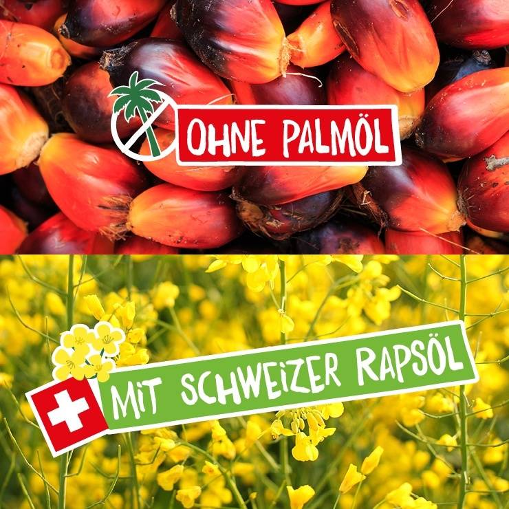 Ohne Palmöl, mit Schweizer Rapsöl